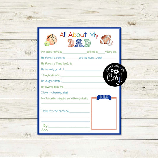 Fathers' Day Printable - All About My Dad