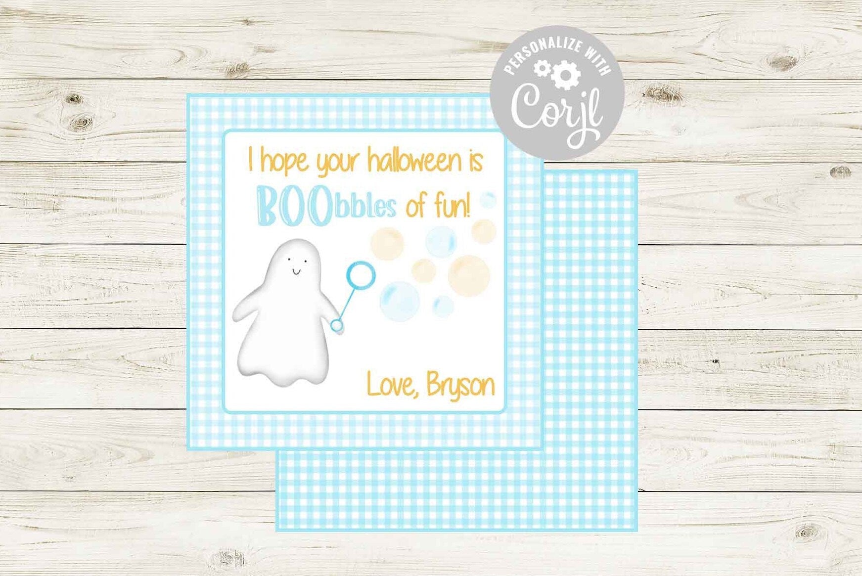 Halloween Gift Tag - Blue 'BOObbles of Fun! Template