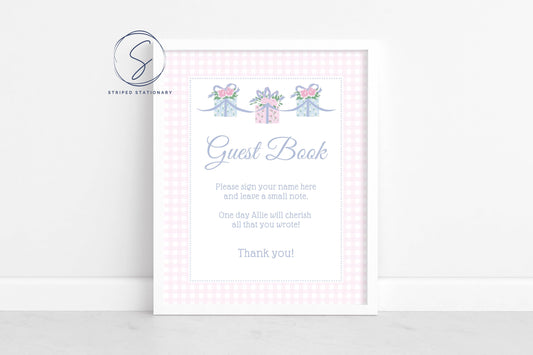 Party Guest Book - Today is a Gift! - Striped Stationary