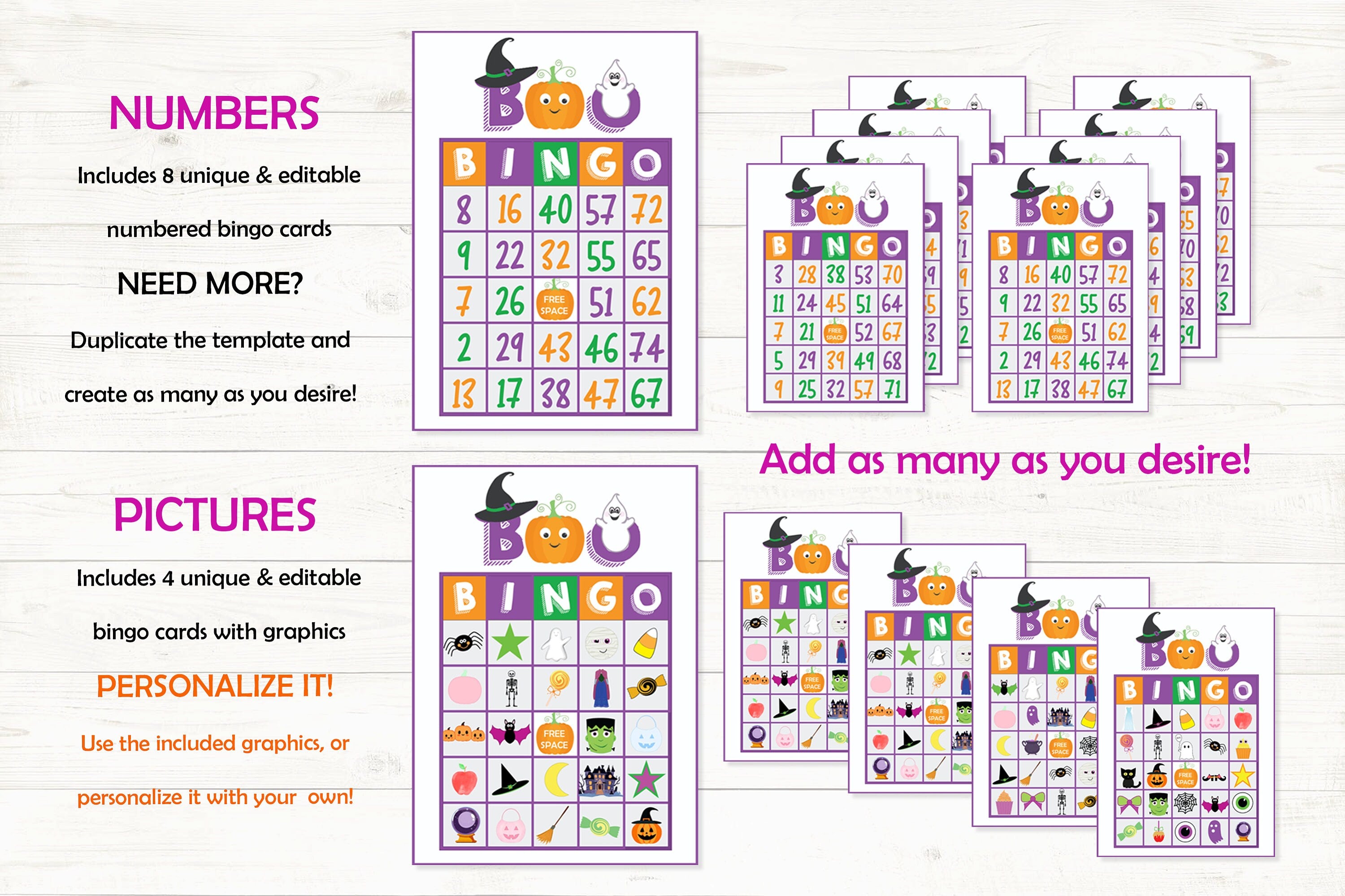 Customizable Halloween Bingo Cards - Fun & Festive!