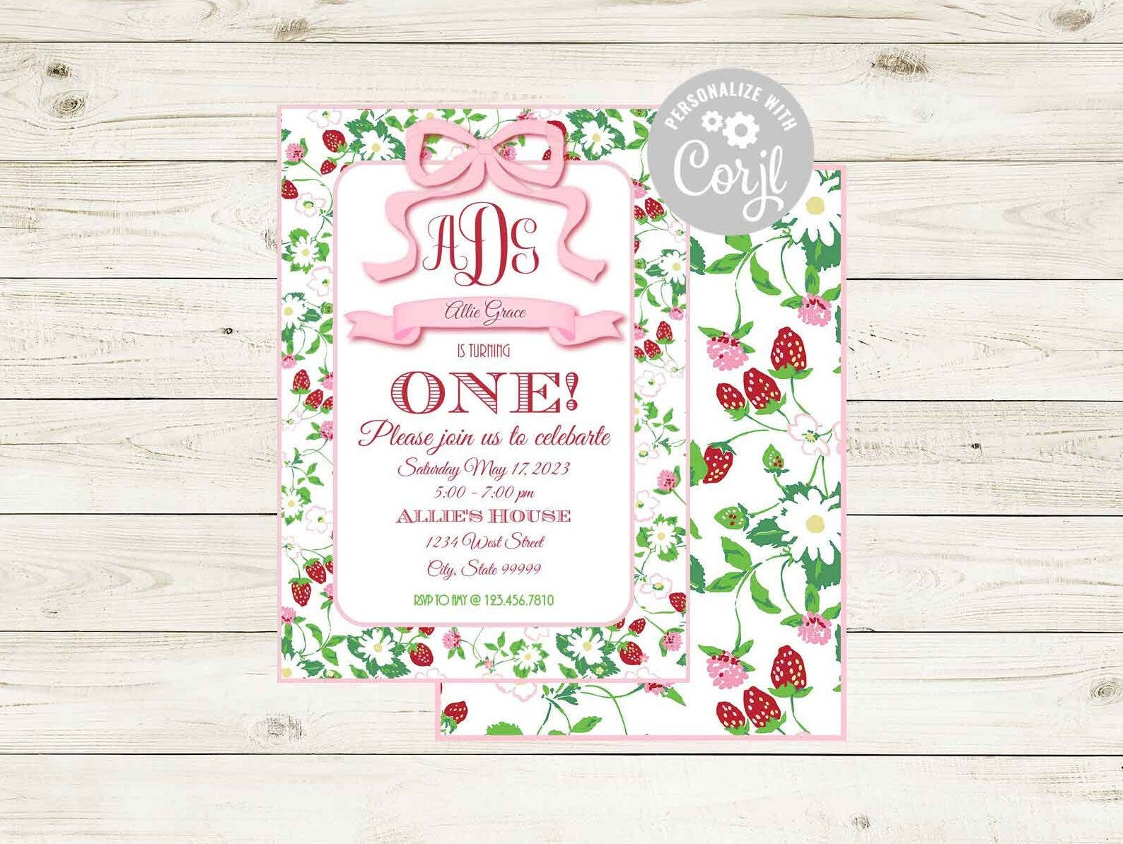 Birthday Invitation - Strawberry Gardens