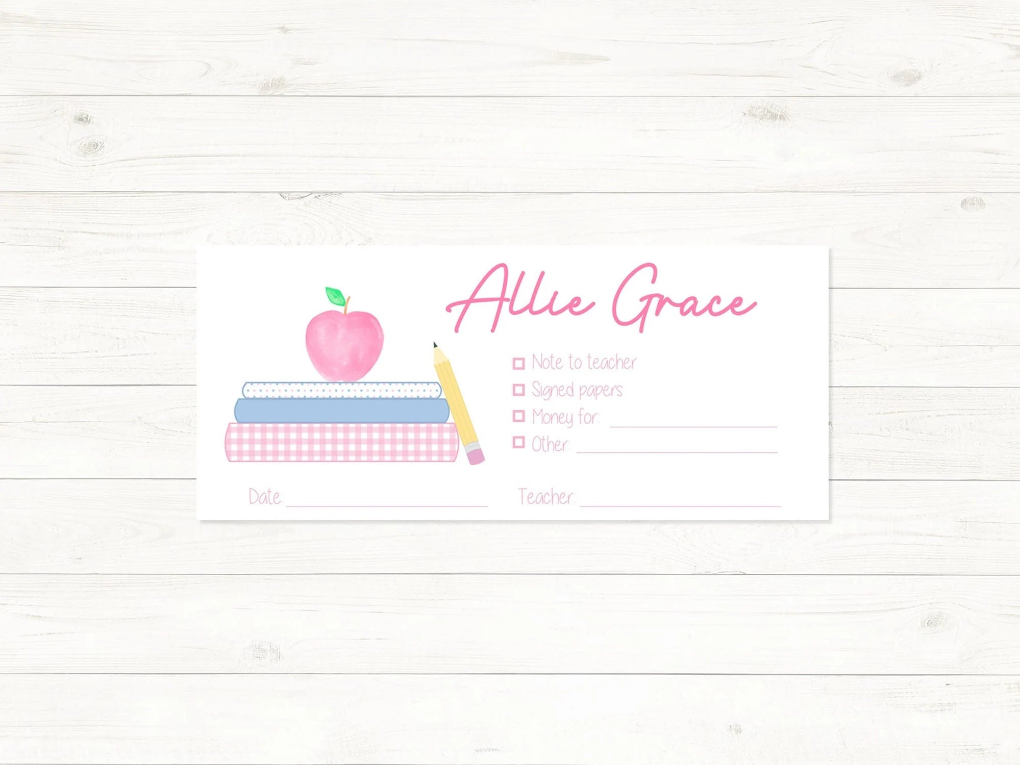 Pink Apple Money Envelopes for School