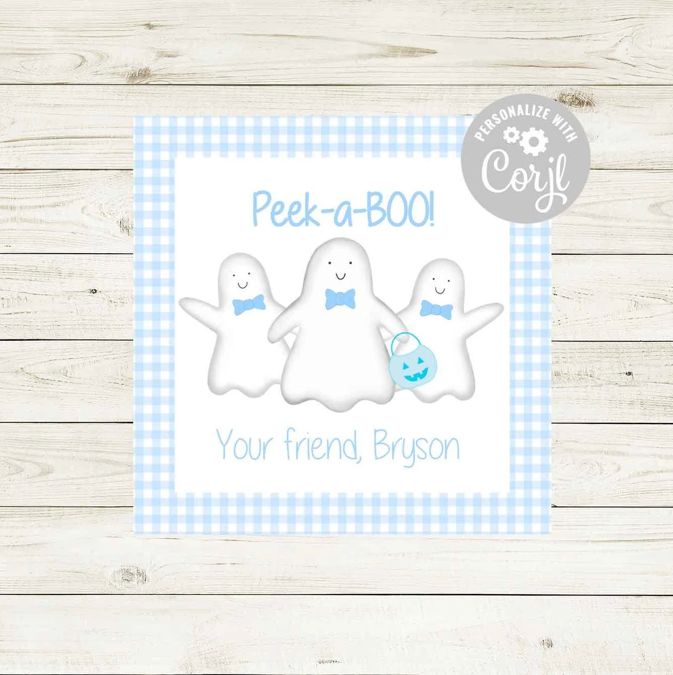 Halloween Gift Tag - Peek-a-BOO! Blue Theme