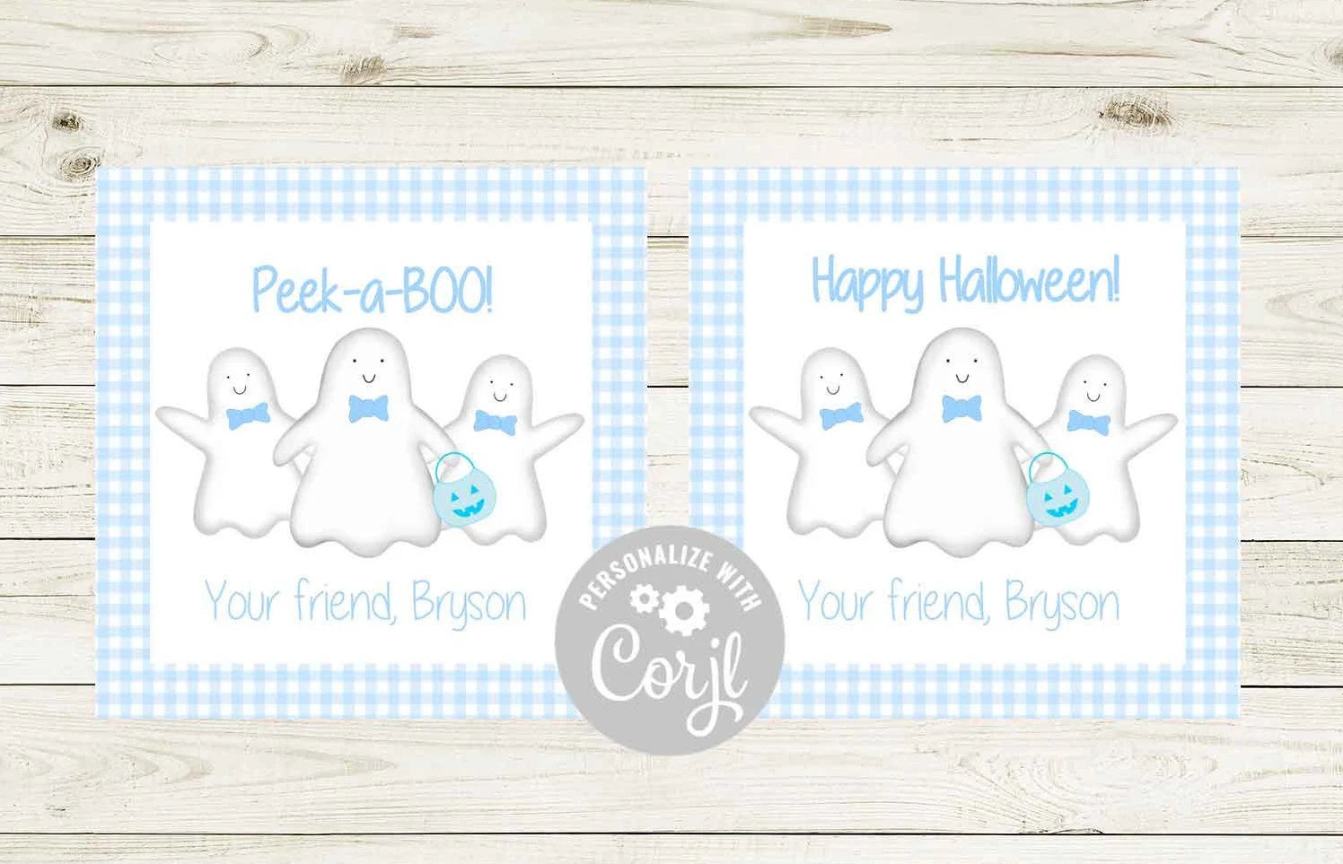 Halloween Gift Tag - Peek-a-BOO! Blue Theme