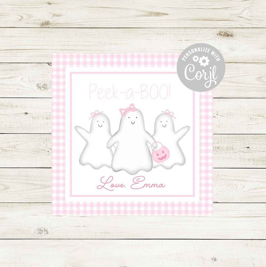 Halloween Gift Tag - Peek-a-BOO! Pink Theme