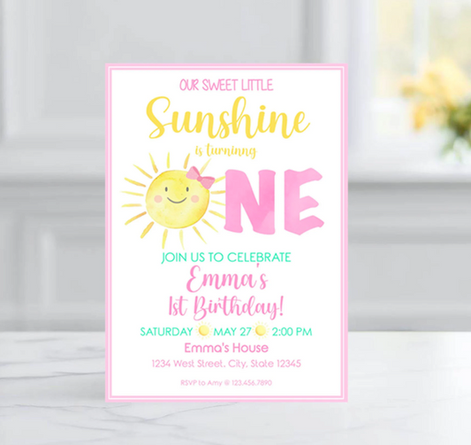 First Birthday Invitation - Sunshine Theme