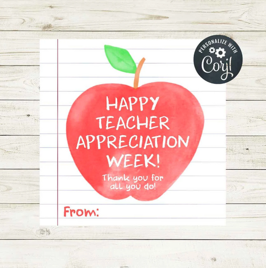 Teacher Appreciation Week Thank You Tag - Red Apple Stationery