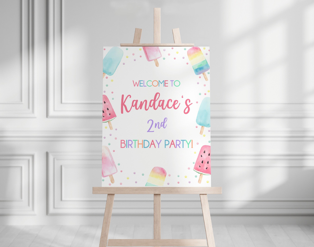 Birthday Party Welcome Sign - Popsicle Party