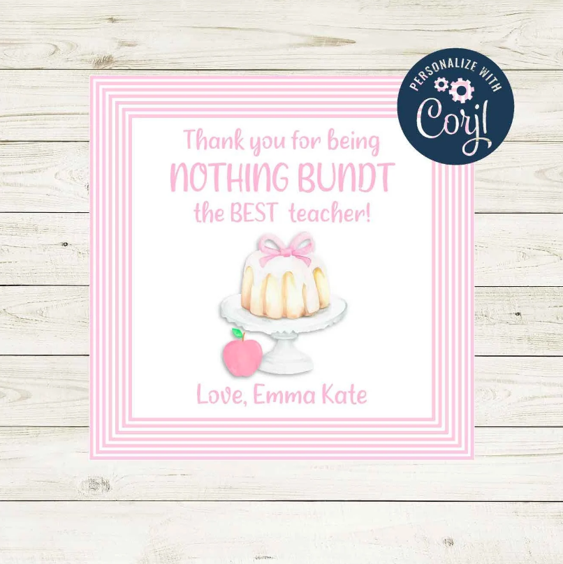 Teacher Appreciation Week Tag - Bundt Cake