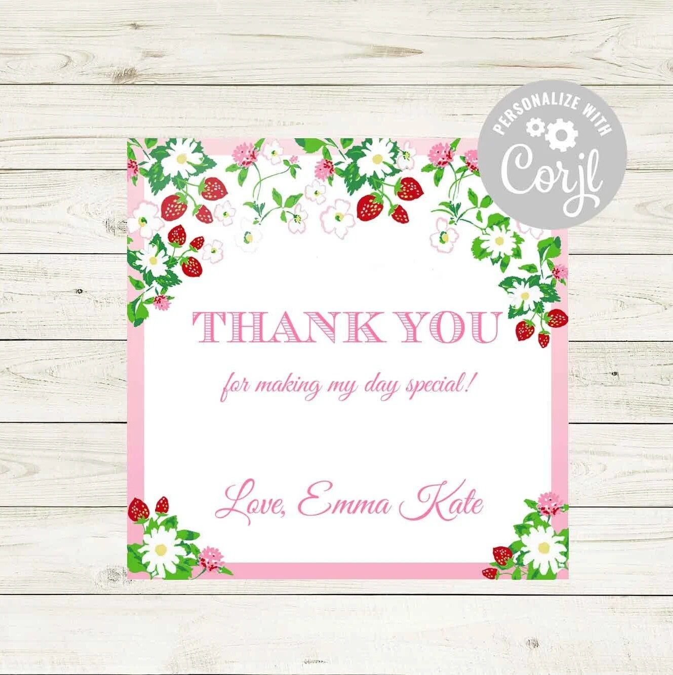 Birthday Thank You Tags - Strawberry Gardens