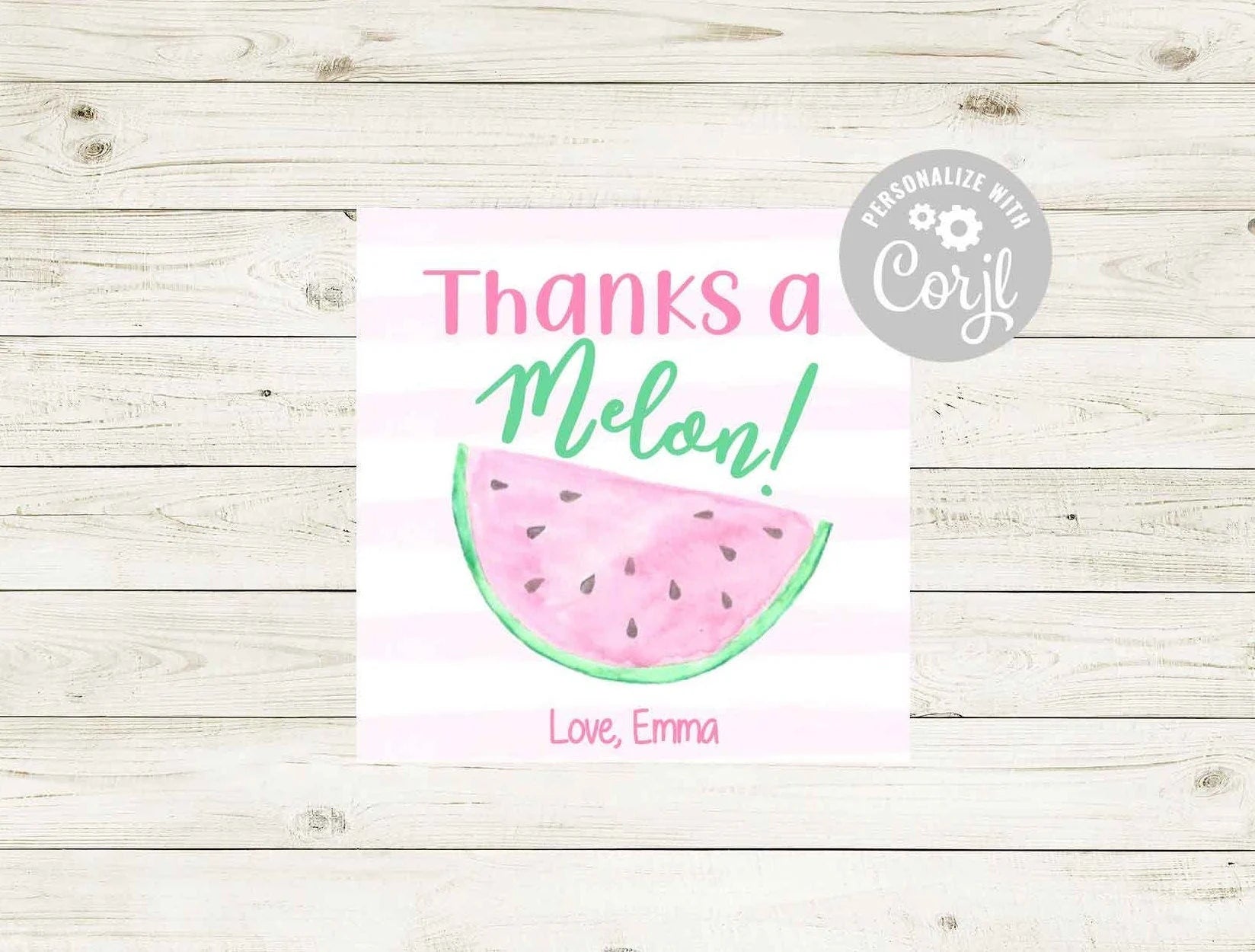 Customizable Birthday Thank You Tags - Watermelon Birthday Party