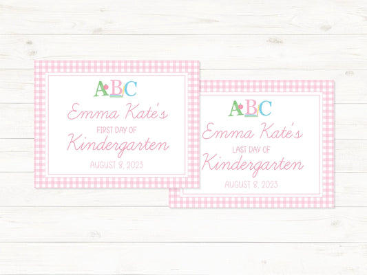 First Day of School / Last Day of School Sign - Pink Template