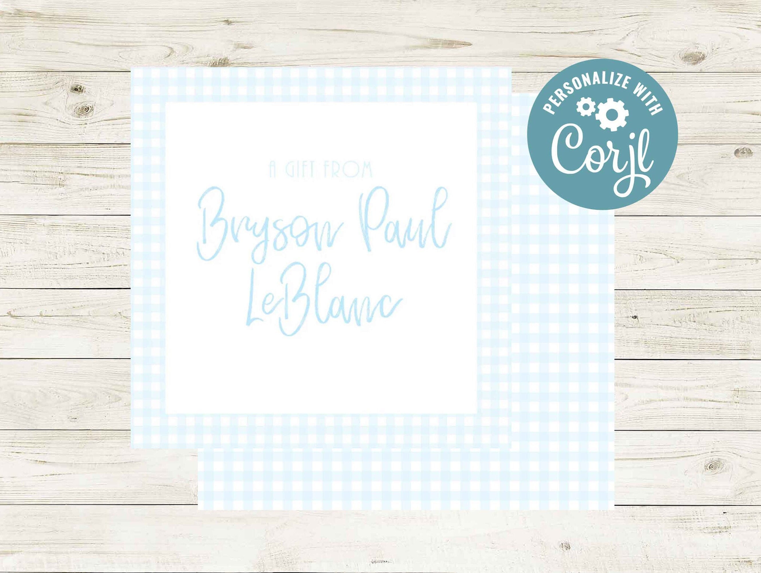 Custom Gift Name Tags - Blue Gingham 