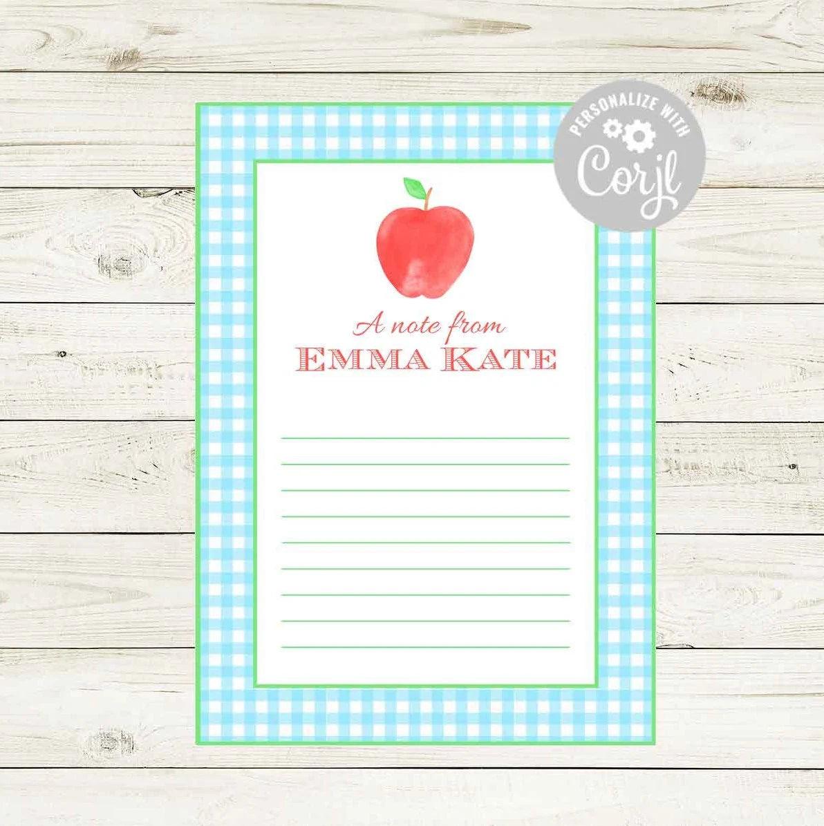 Thankful Note To Teacher Custom Template in Blue - Striped Stationary