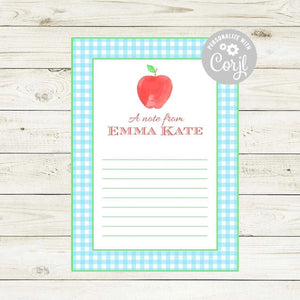 Thankful Note To Teacher Custom Template in Blue - Striped Stationary