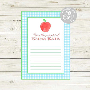 Thankful Note To Teacher Custom Template in Blue - Striped Stationary