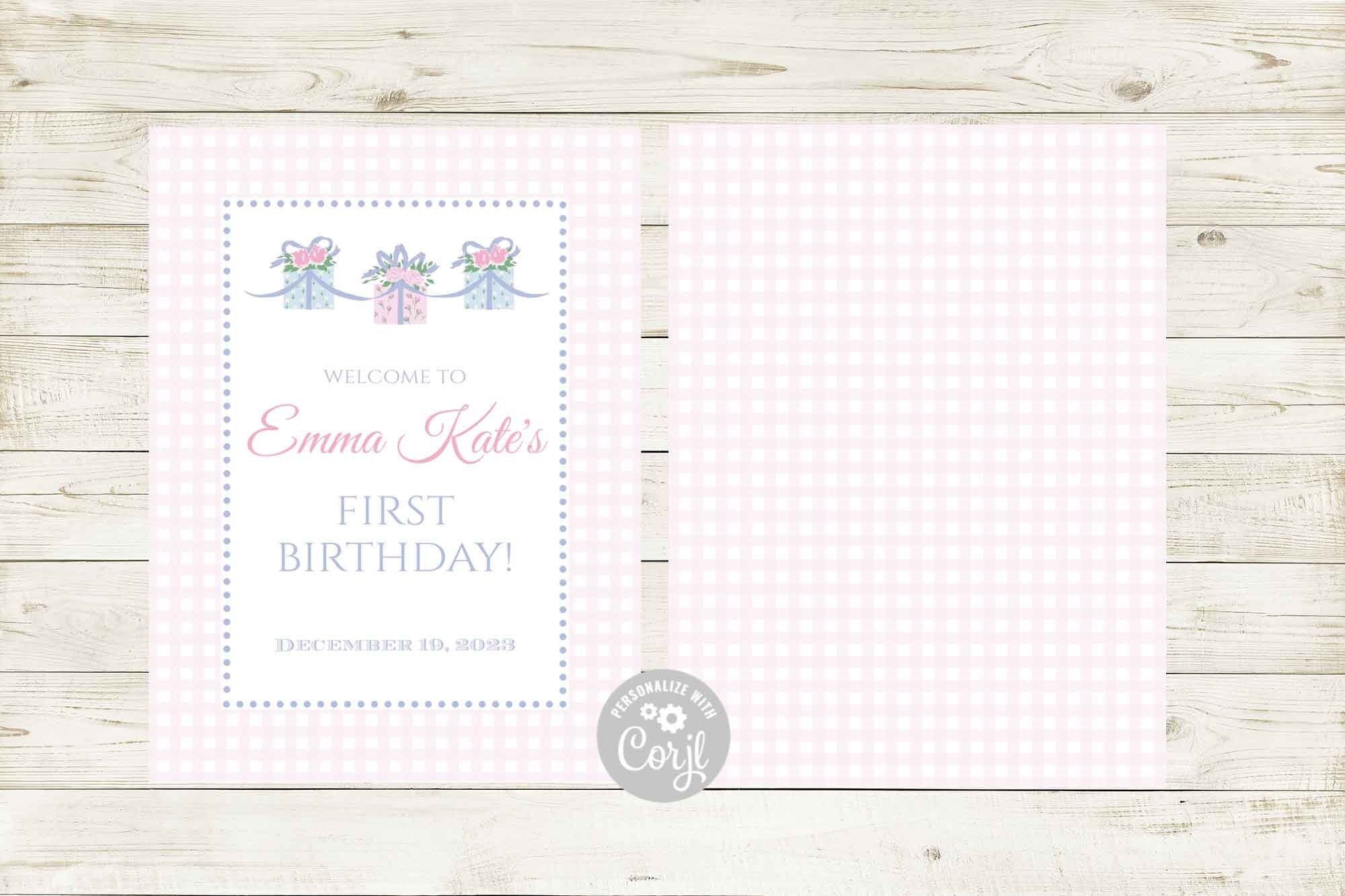 Birthday Party Welcome Sign - Today's A Gift Theme 2 - Striped Stationary