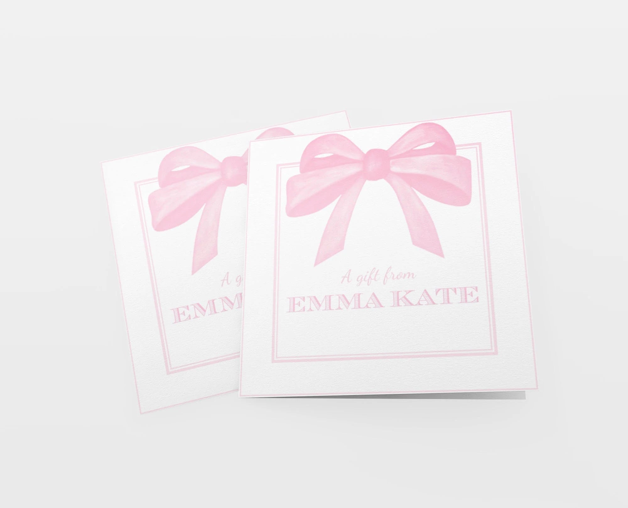 Personalized Gift Tags - Pink Watercolor Calling Card - Striped Stationary