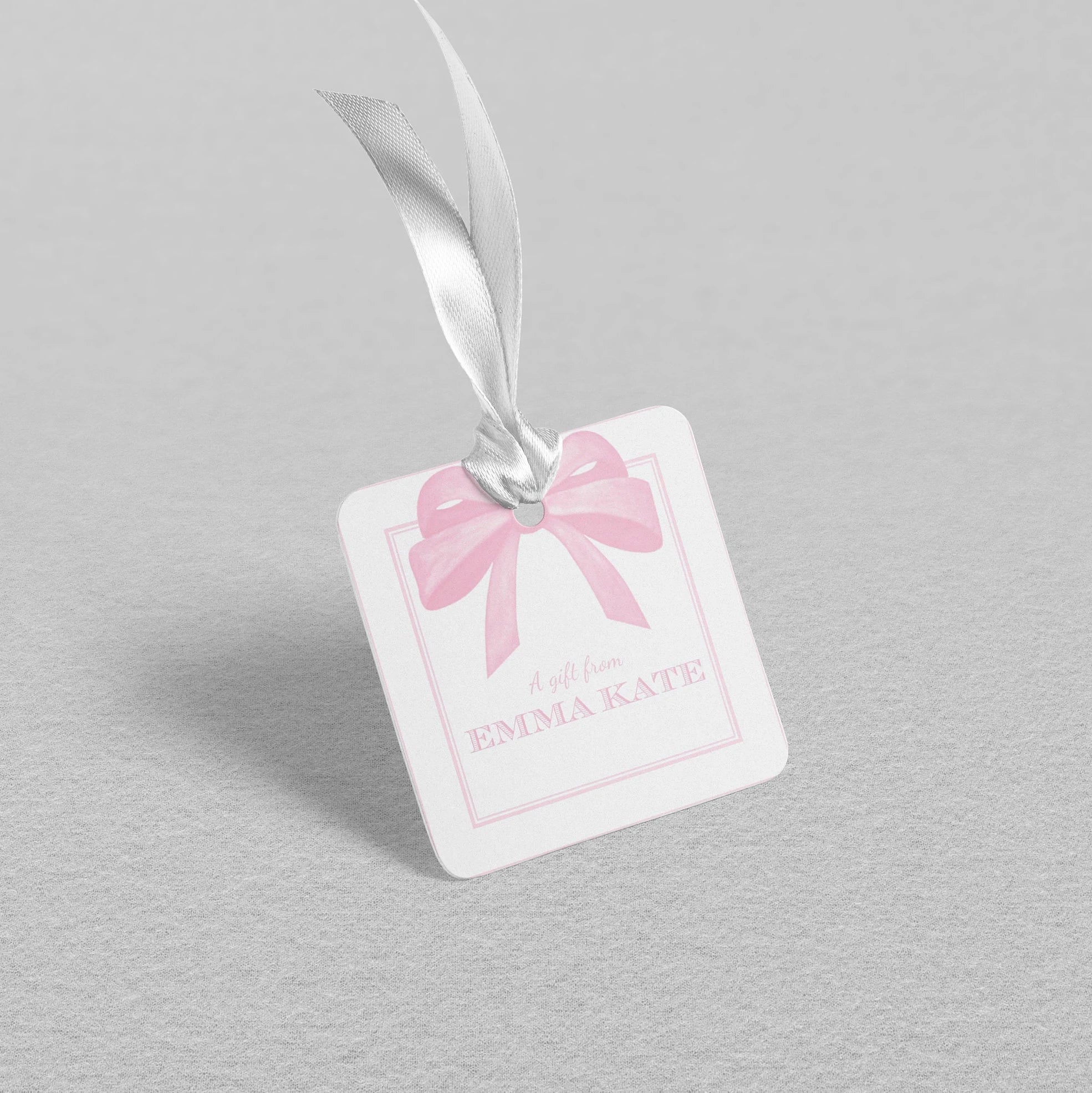 Personalized Gift Tags - Pink Watercolor Calling Card - Striped Stationary