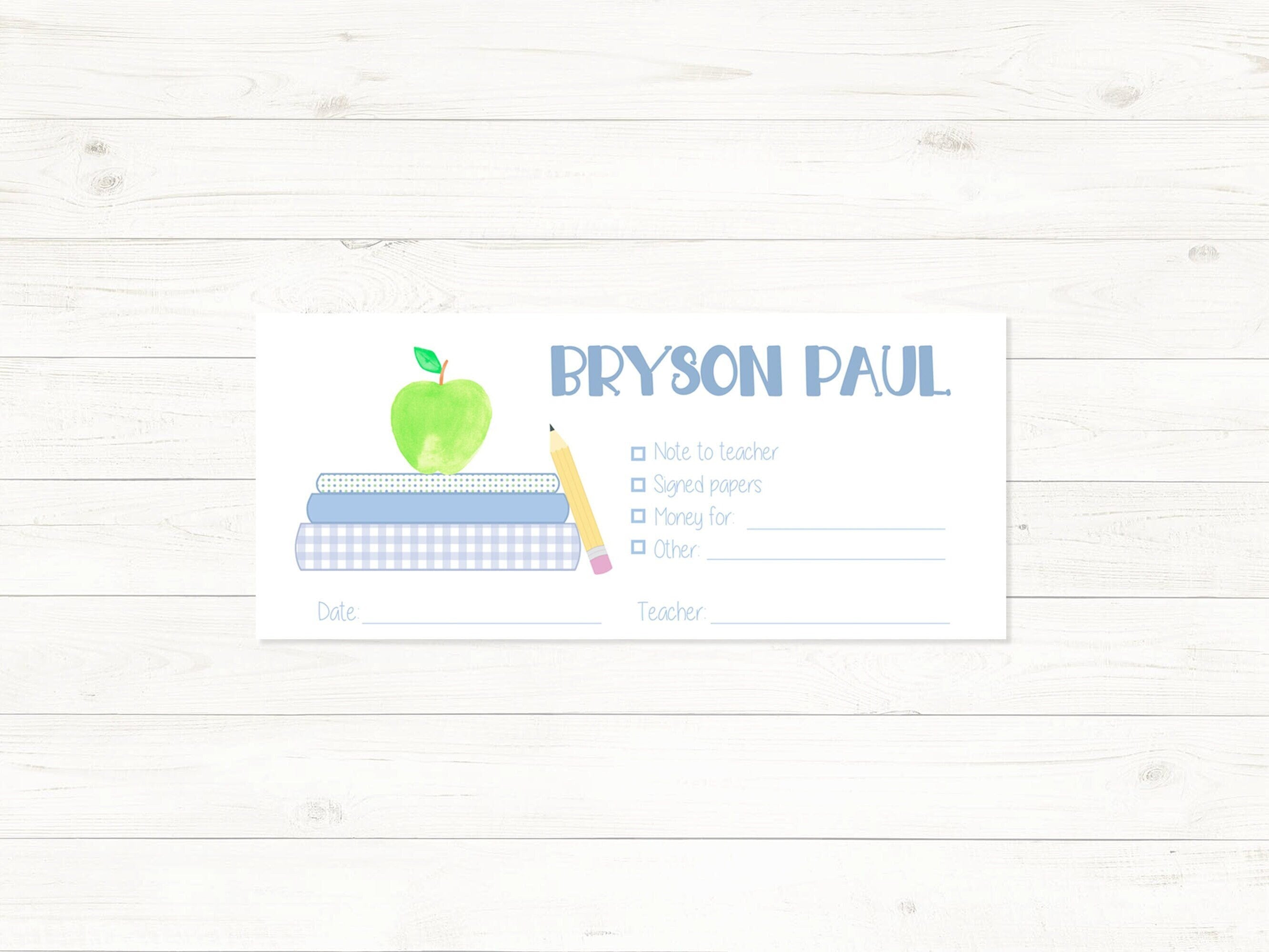 Blue Apple Money Envelopes for School